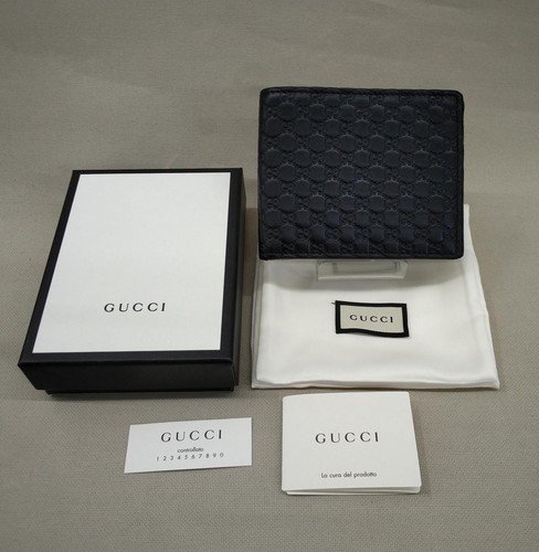 Authentic Gucci Microguccissima GG Black Leather Bifold Wallet