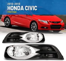 For 2012 2013 Honda Civic Coupe Fog Lights Driving Bumper Lamp Switch Kits Pair