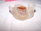 VTG 1985 Glass Swan Fragrance Candle Hand-decorated Pink Flower Yellow Ribbon Ta — photo 5