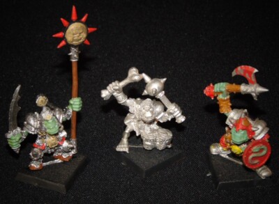 3 Figurines État-Major Orques - Warhammer Citadel 1992 - Métal