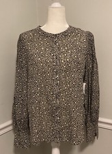 Joie Women s XL Ditsy Floral Long Puff Balloon Sleeve 100 Cotton Blouse NWT