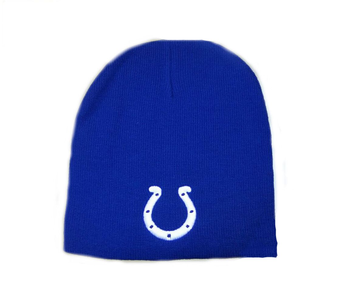 Indianapolis Colts Basic Logo Cuffless Knit Beanie Hat Cap Blue