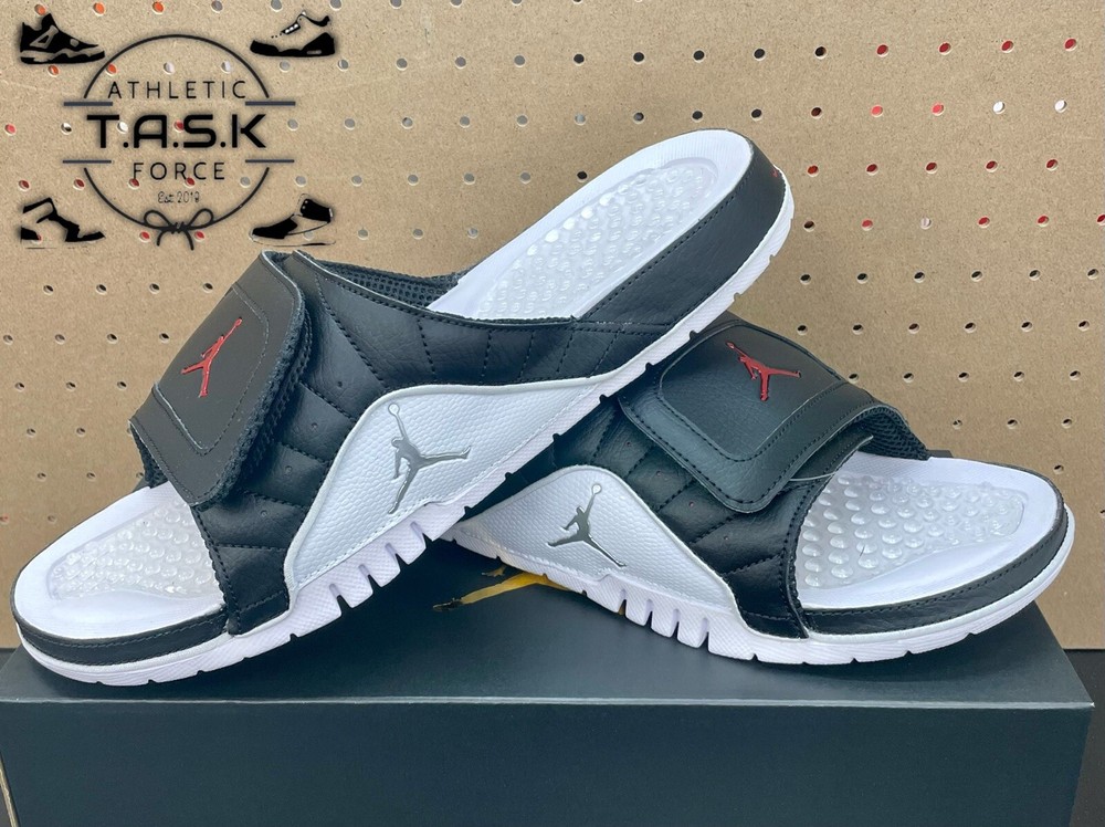 💯Nike Jordan Hydro V Premier Sz 13 Playoffs Slides 351006-066 New In Box