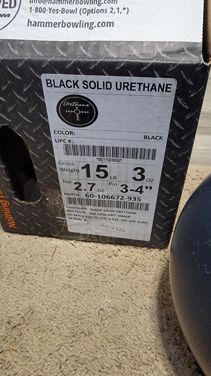 Hammer Black Hammer Urethane Overseas Bowling Ball | 15 Hammer Black Hammer Urethane Overseas Bowling Ball | 15
