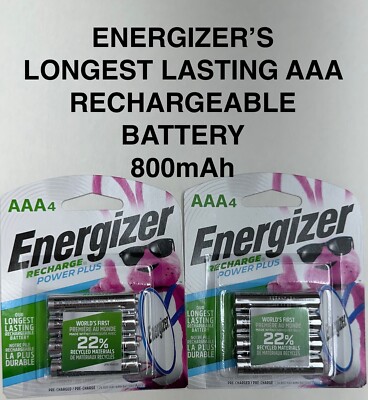 4  Batteries     Energizer Rechargeable Power Plus AAA 800mAh NIMH LONG LASTING