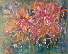 Orange orchids original canvas oil painting wall art