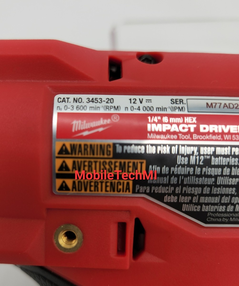 Visseuse San Fil Milwaukee New Milwaukee Fuel 3453-20 M12 12V 12 Volt 1/4" Hex Impact Driver M12 Milwaukee - Foto 4