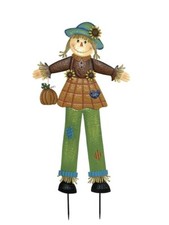 5'10.5" Steel Charming Scarecrow in Dress Yard Stake Outdoor Harvest Decor