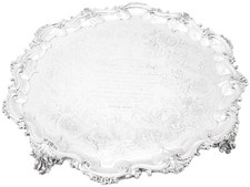 Antique Victorian English Sterling Silver Salver