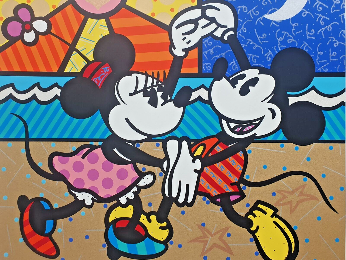 【ソーサラーミッキー】 DisneyShowcase Romero Britto Romero Britto Mickey Mouse's Greatest Love Pop Art Hand Signed