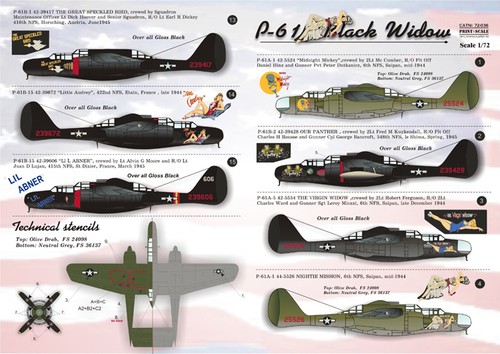 Aufkleber für P-61 Black Widow (Aircraft Wet Decal) Maßstab 1/72 Print Scale 72-036 - Bild 2 von 12