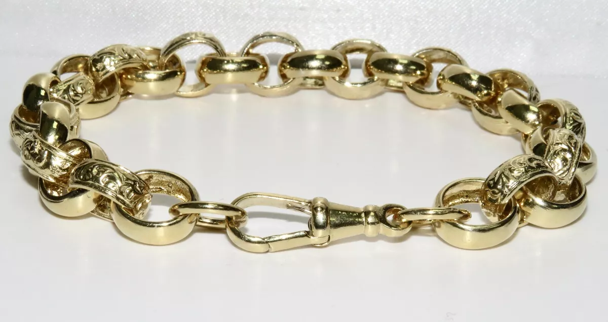 9ct Yellow Gold 7.5 Inch Diamond Cut Oval Belcher Bracelet - thbaker.co.uk