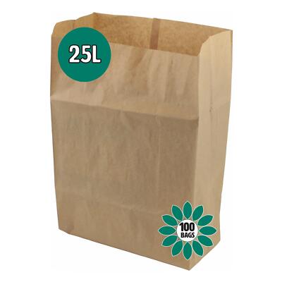 Papier Kompostierbare Küche Caddy Beutel - EcoSack 100x 25L Papiersäcke Beutel