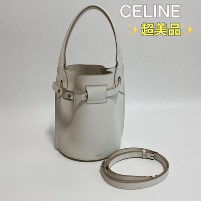 CELINE Nano Bucket 2 Way Hand Shoulder Leather Compact Excellent From Japan