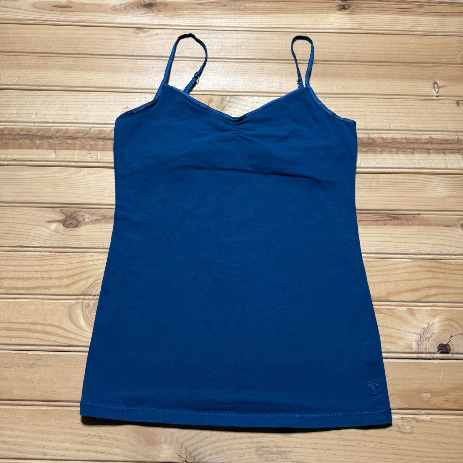 American Eagle Outfitters Ruched V-Neck Spaghetti Strap Cami Tank Top - Small