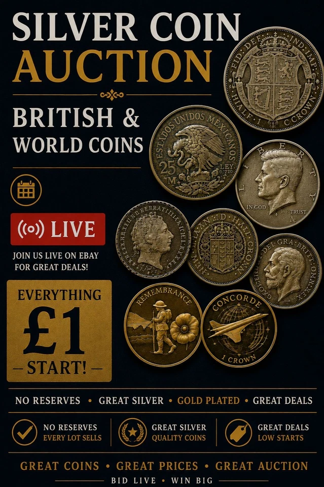 Gold plated and silver, British & world coins - £1 starts