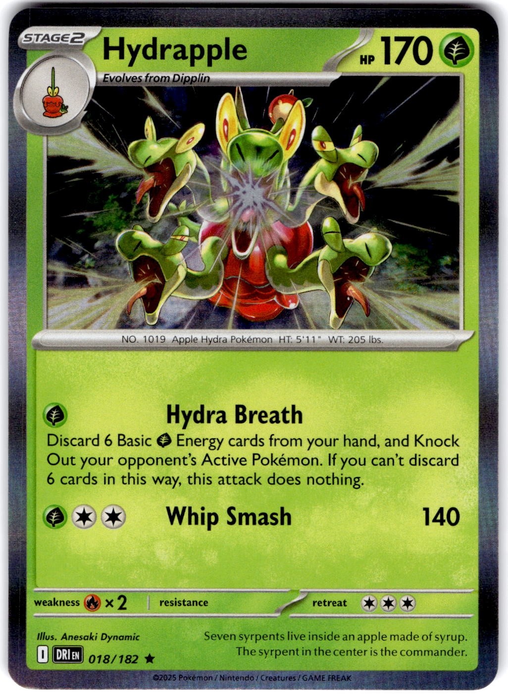Pokemon Hydrapple Destined Rivals 18/182 Normal Holo Near Mint English