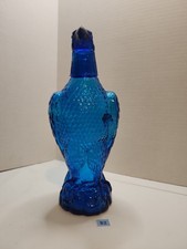 Vintage cobalt blue pressed glass decanter Ba...