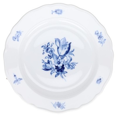 Kuchenteller klein Meissen Neuer Ausschnitt I.Wahl Blaue Blume mit Insekten