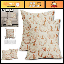 Autumn Pumpkin Throw Pillow Covers 18x18 Set of 2 Burnt Orange Harvest Decor