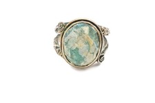 Vintage Sterling Silver 925 Ancient Crushed Roman Glass Ring Size 8