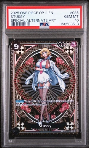 2025 ONE PIECE A FIST OF DIVINE SPEED OP07-085 STUSSY SP PSA 10