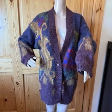 Vintage 90s Classiques Entier Sz M Mohair Cardigan Oversized Long Fuzzy Comfy