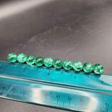 Lot Of 10 Crackel Dark Green Vaseline Glass Uranium Glass Marbles Uv Glo