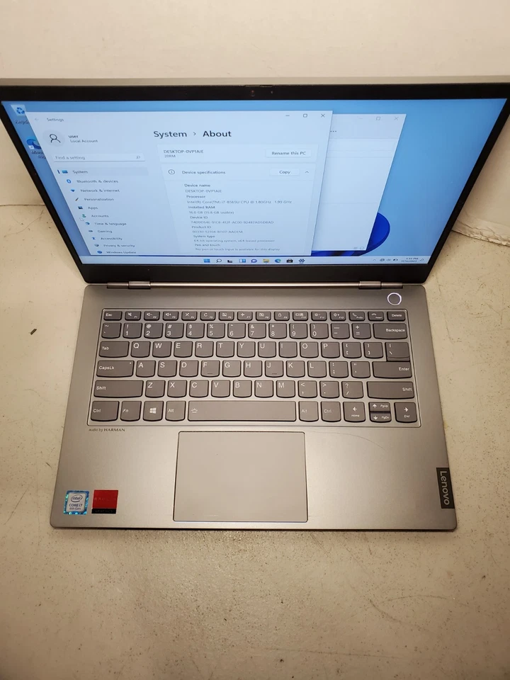 Portátil Lenovo ThinkBook 14s-IWL 14" i7-8565U 16GB RAM 512GB SSD Win11 #69 Foto 3 de 4