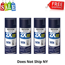4 Pack Rust-Oleum 2X Ultra Cover Satin Midnight Blue Spray Paint, 12 oz, 355087