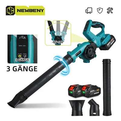 NEWBENY Laubgebläse Für 18V Makita Akku Laubbläser Gebläse inkl. 2 Akkus und Ladegerät