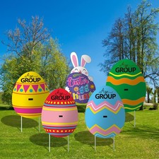 5 Pcs Easter Egg Hunt Signs with Age Group Stickers Egg Hunt Age Group Yard Set