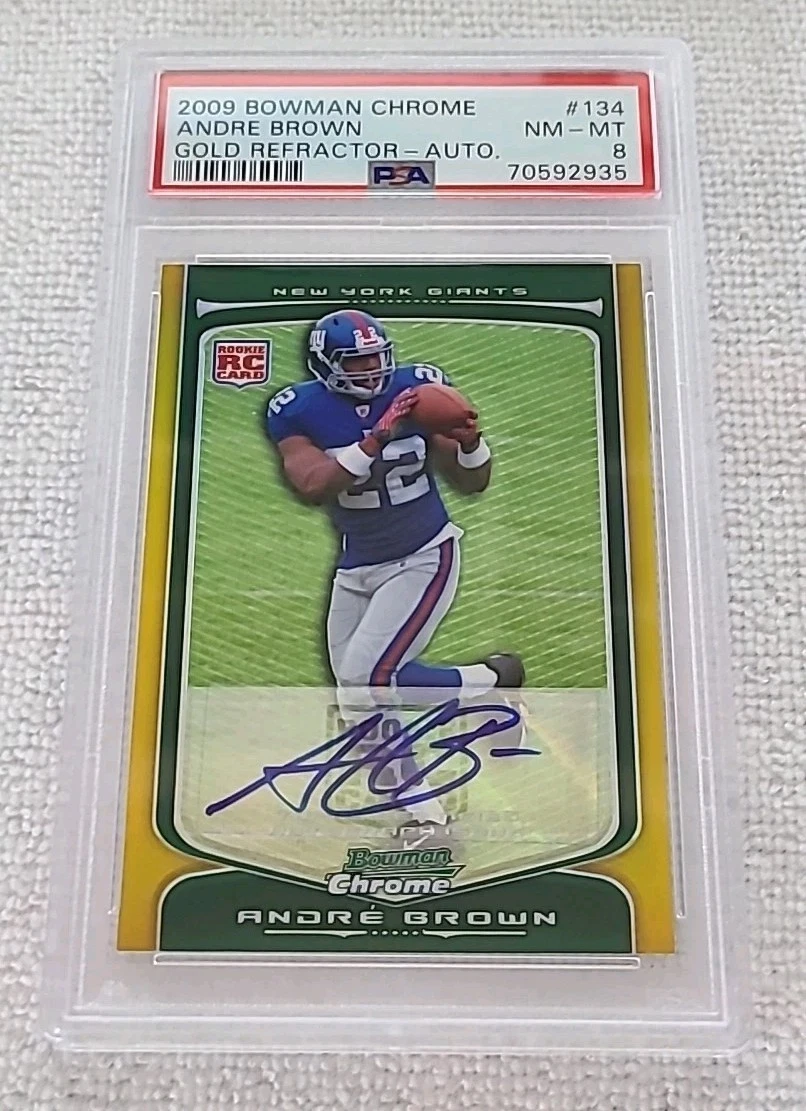 Andre Brown Bowman Chrome #134 Gold Refractor-Autograph