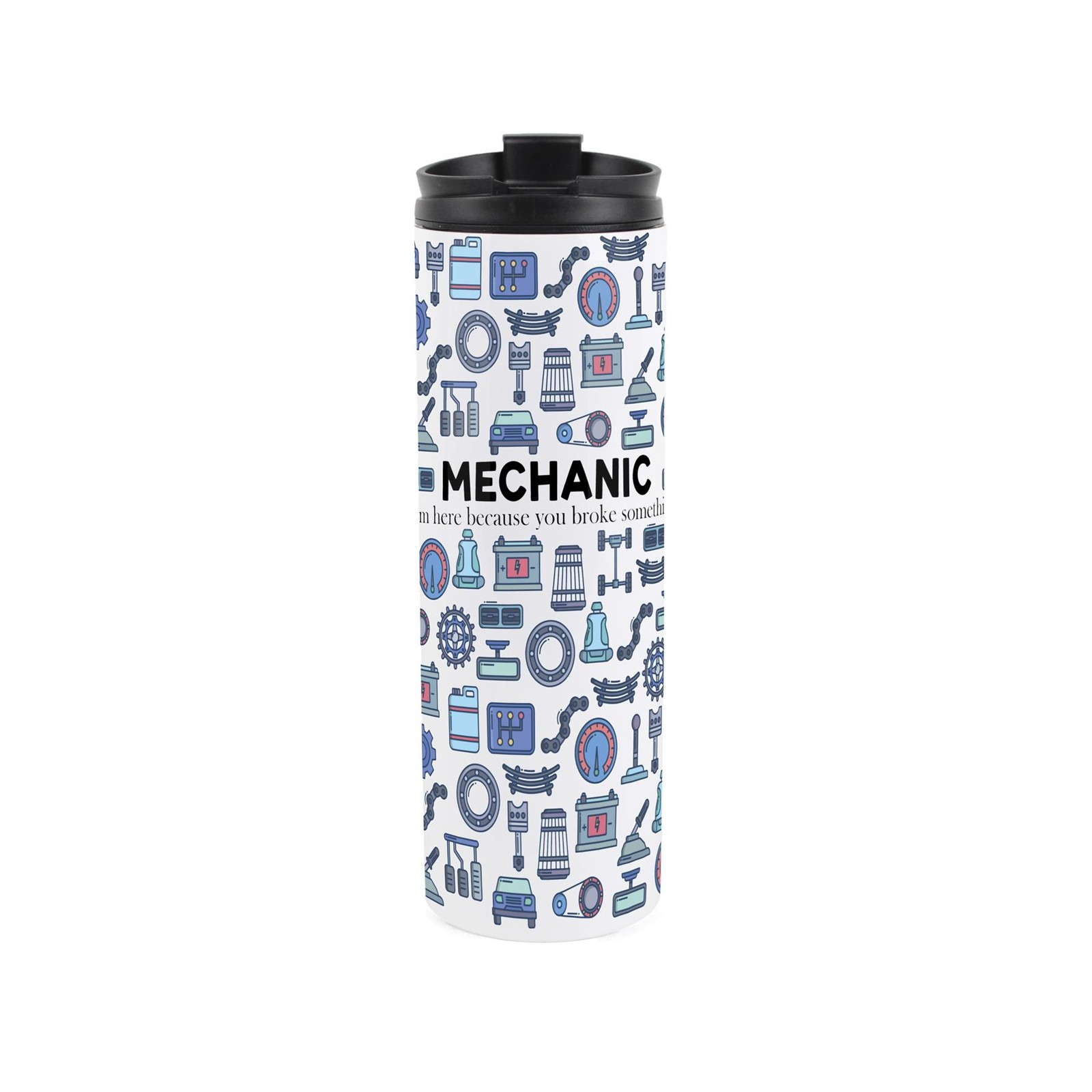 Purely Home Novelty Mechanic Travel Flask - Reusable Stainless Steel Tumbler Gift - Multicoloured - Image 2