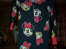 DISNEY GIRLS TODDLER MINNIE MOUSE ZIP UP SLEEPER PAJAMAS SIZE 2T ELASTIC ANKLE