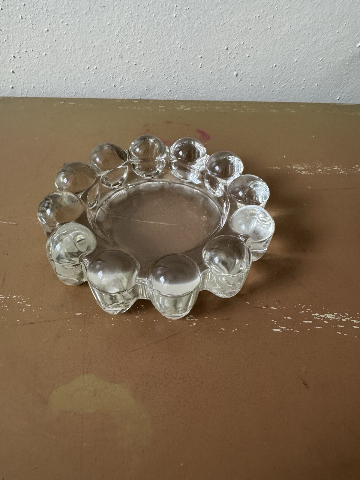 Vintage Clear Boopie Bubble Glass 5” MCM Trinket Ashtray Dish