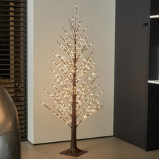 4FT Lighted Brown Alpine Christmas Tree with 450 LED Fairy Lights