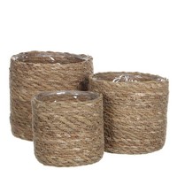 Mica Decorations Atlantik Pflanzenkorb - 3Er-Set - H16 X Ø16 Cm - Seegras - Hell
