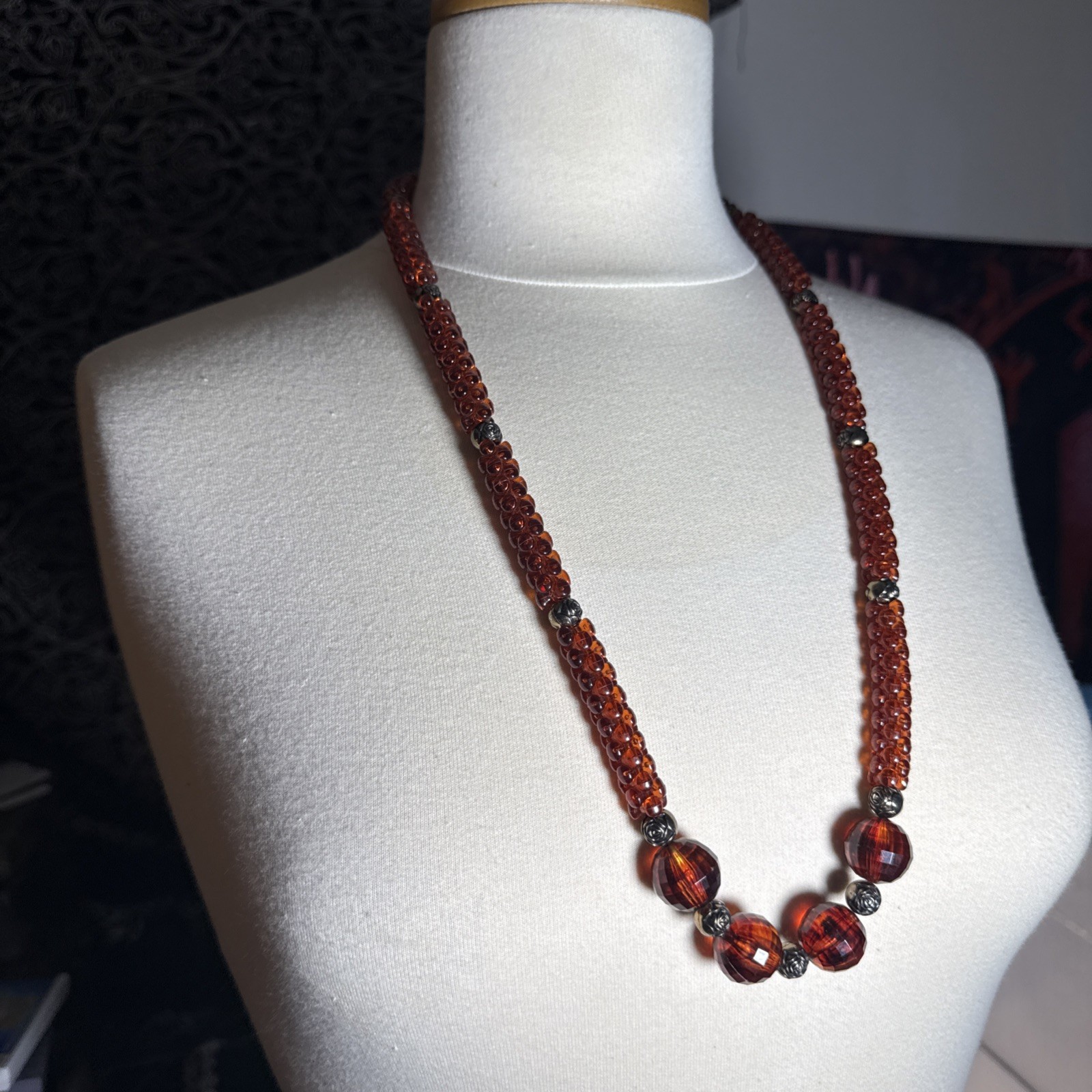 Vintage Cherry Rootbeer Amber Bakelite Necklace 3… - image 6