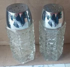 Anchor Hocking Clear Glass Wexford Salt & Pepper Shakers Set Diamond Point Vtg