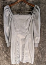 7 for all mankind Faux leather dress Grey/Blue Lightweight Puff Sleeves Size M