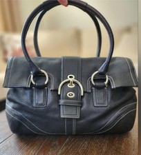 Coach Y2K Vintage Black Leather SOHO Big Buckle Flap Over In Black Leather...