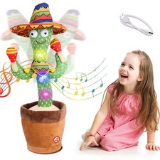 Talking Dancing Cactus Toy Repeats Speech Sings LED Plush Kids Baby Gift Fun Toy