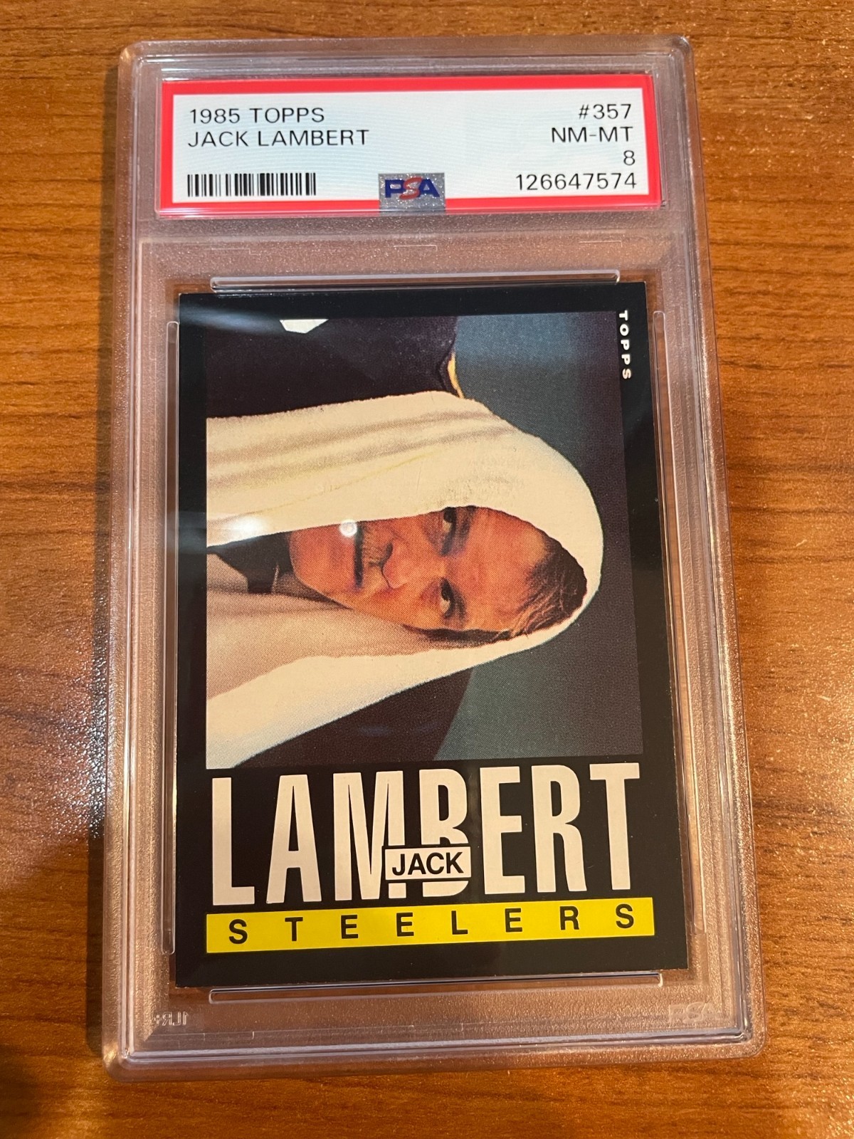 1985 TOPPS #357 JACK LAMBERT STEELERS HOF PSA 8