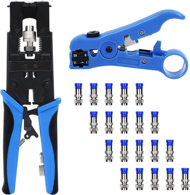 Delgada Multifunctional Coax Compression Connector Crimper Kit with 20 F Connect