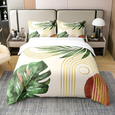 Palm Leaves 100 Natural Cotton Duvet Cover Queen Size Tropical Botanical Plants