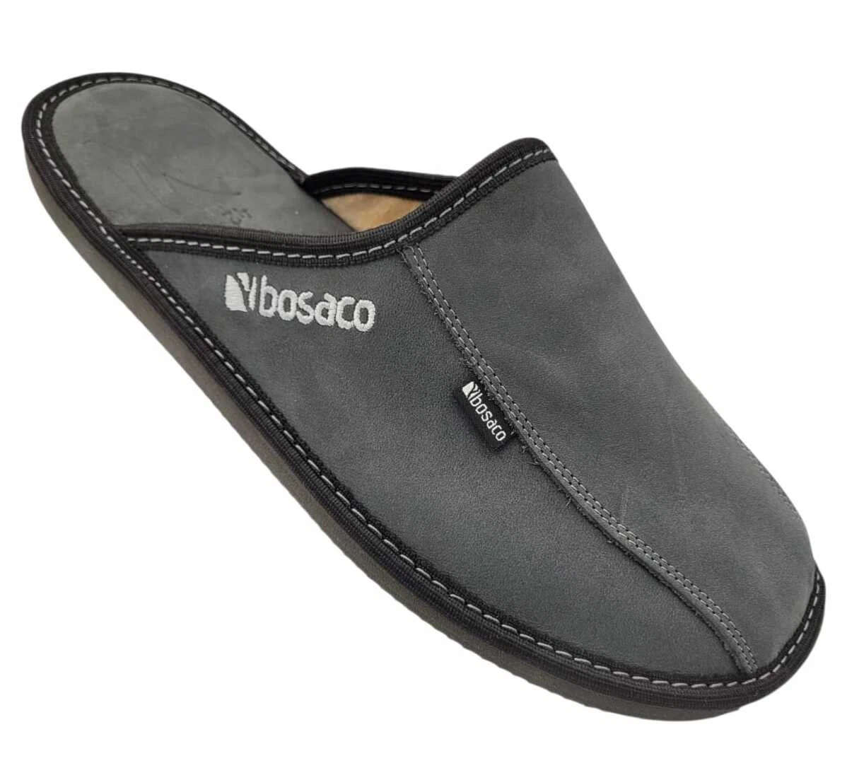 Herren Leder Hausschuhe Geschlossen Bequem Leicht Atmungsaktiv Slipper BOSACO