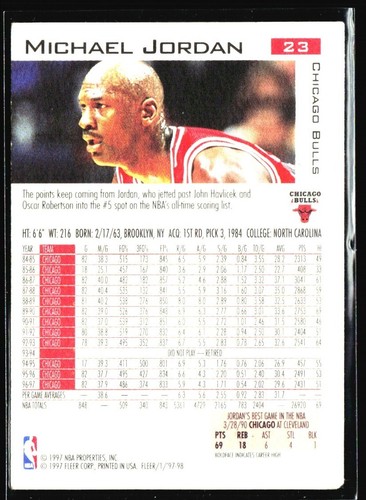 1997-98 Fleer Michael Jordan Chicago Bulls #23 - Picture 2 of 2