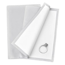 SEVENWELL Silver Polishing Cloth, 2PCS Large Jewelry Cleaning Cloths Light Gray