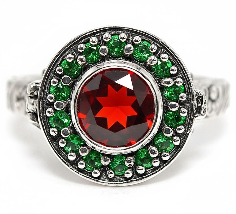 Poison 2CT  Fire Garnet 925 Sterling Silver Filigree Ring Sz 6 PC9-4